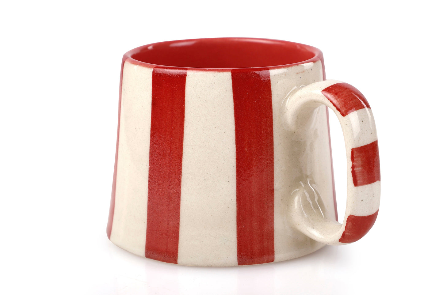 Ceramic Red Stripe  Coffee cup - 3.5 x 2.5 Inches ( Set of 4 )
