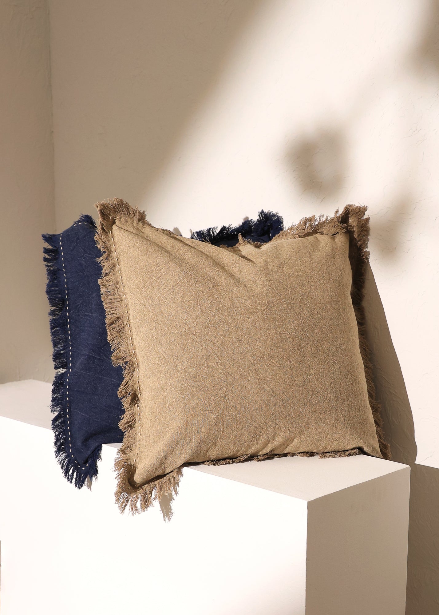 Stonewashed Linen Pillow with Hand Worked Edges