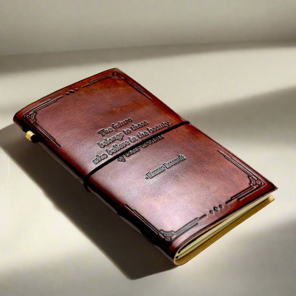 The Future Belongs Eleanor Roosevelt Quote Leather Journal