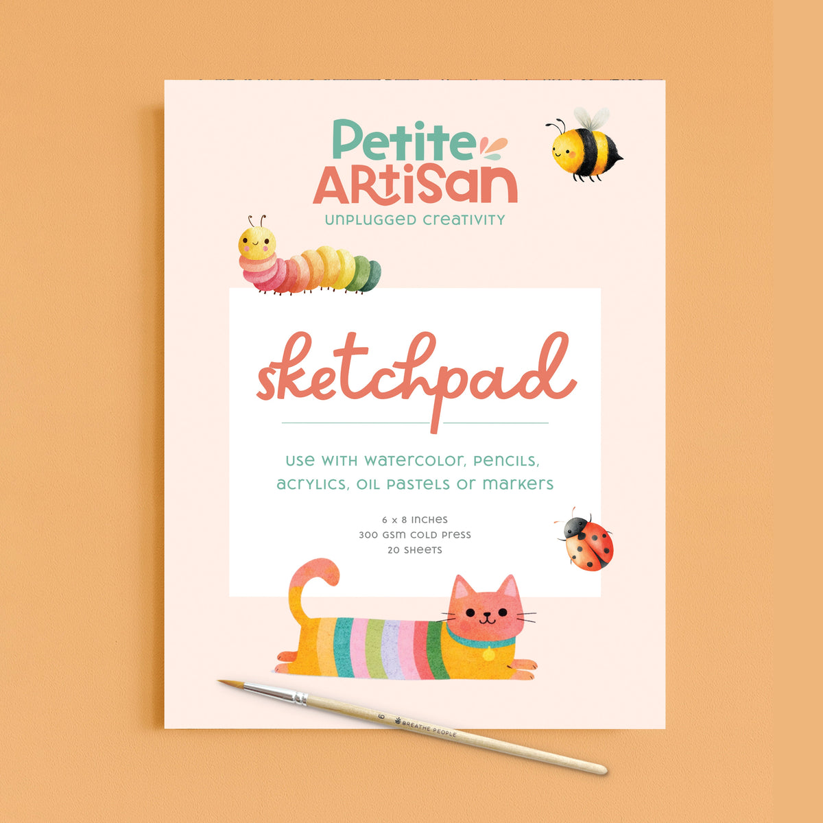 Kids Watercolor Sketch Pad – 300gsm Cold Press Paper (Ages 8+)