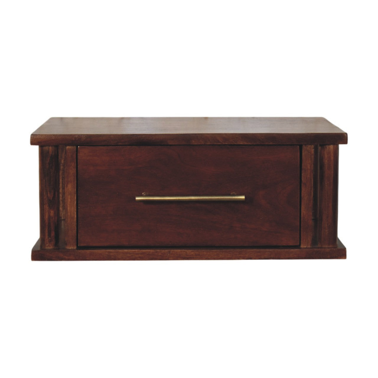 Solid Wood Wall-Mounted Bedside with Brass Handle