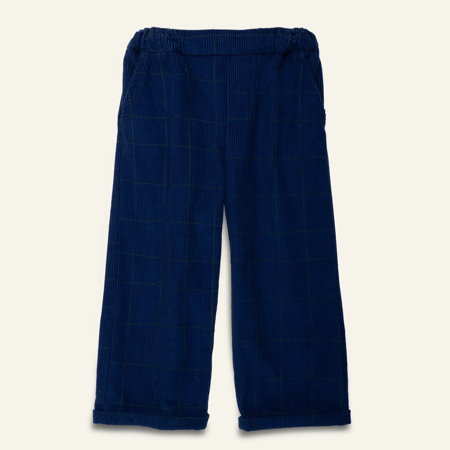 Navy Grid Corduroy
