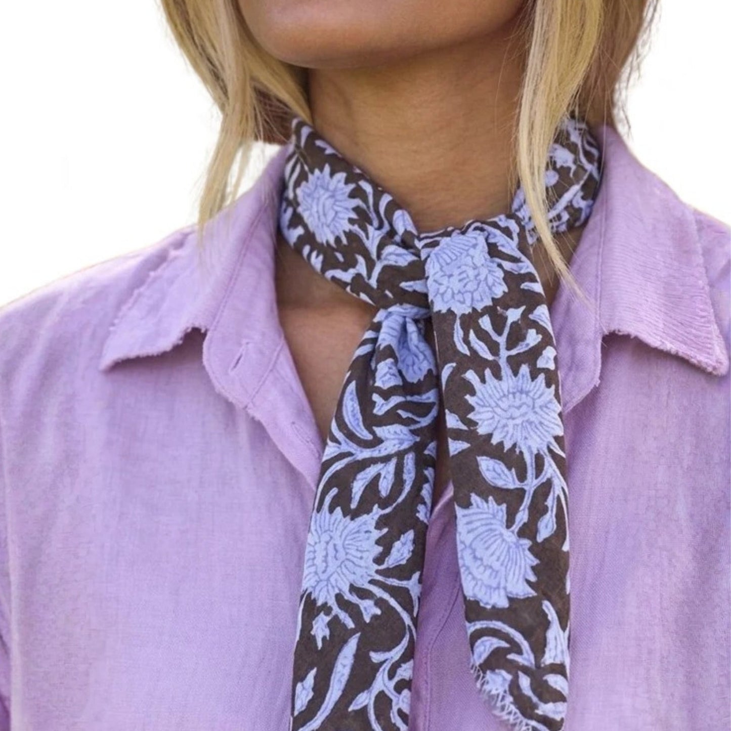 Bandana Scarf - Floral Escape Pinecone / Lavender Square