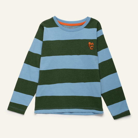Blue & Green Rugby Stripe Long Sleeve T-Shirt