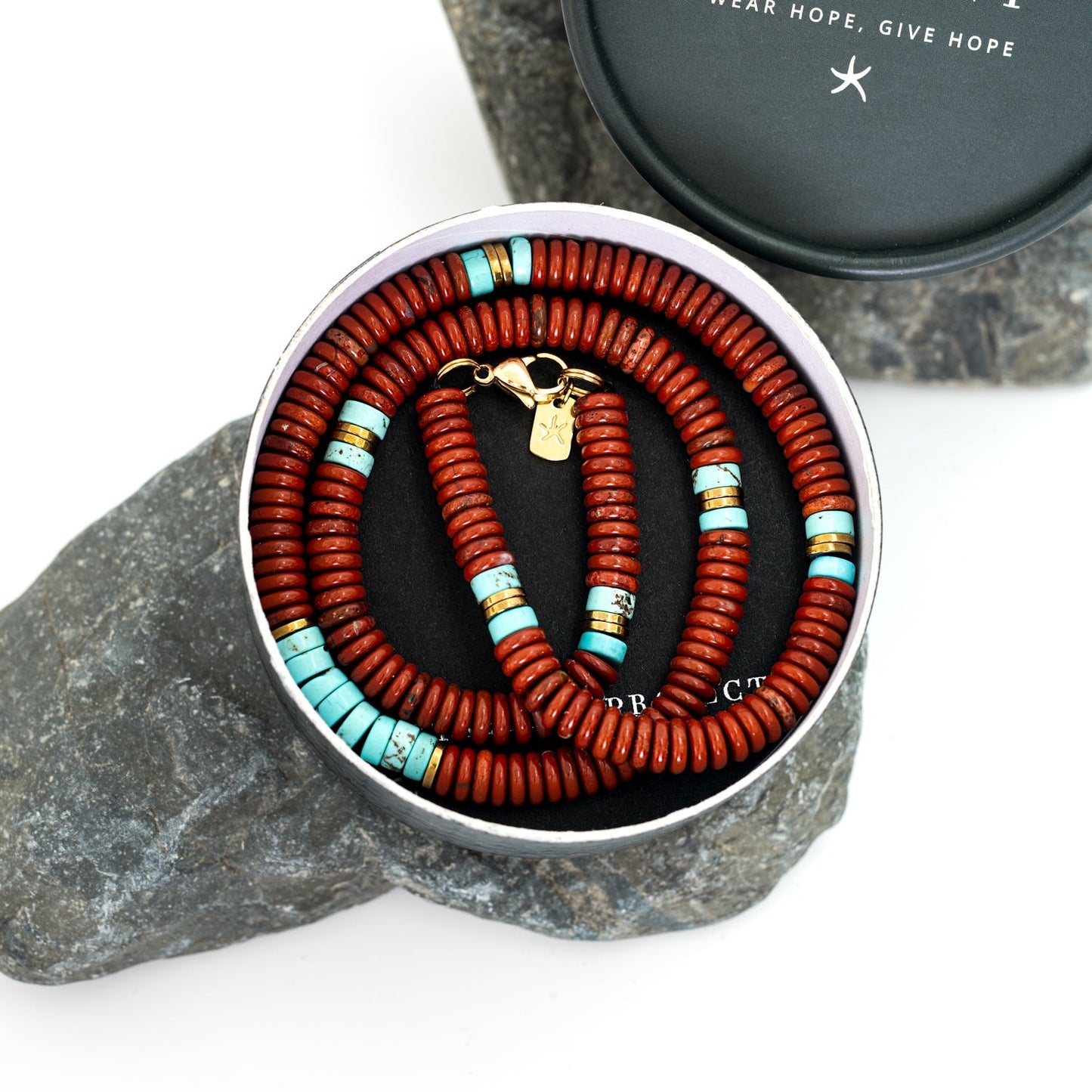Nomadic Turquoise & Red Jasper Rope Beaded Necklace - Osadia Concept Store