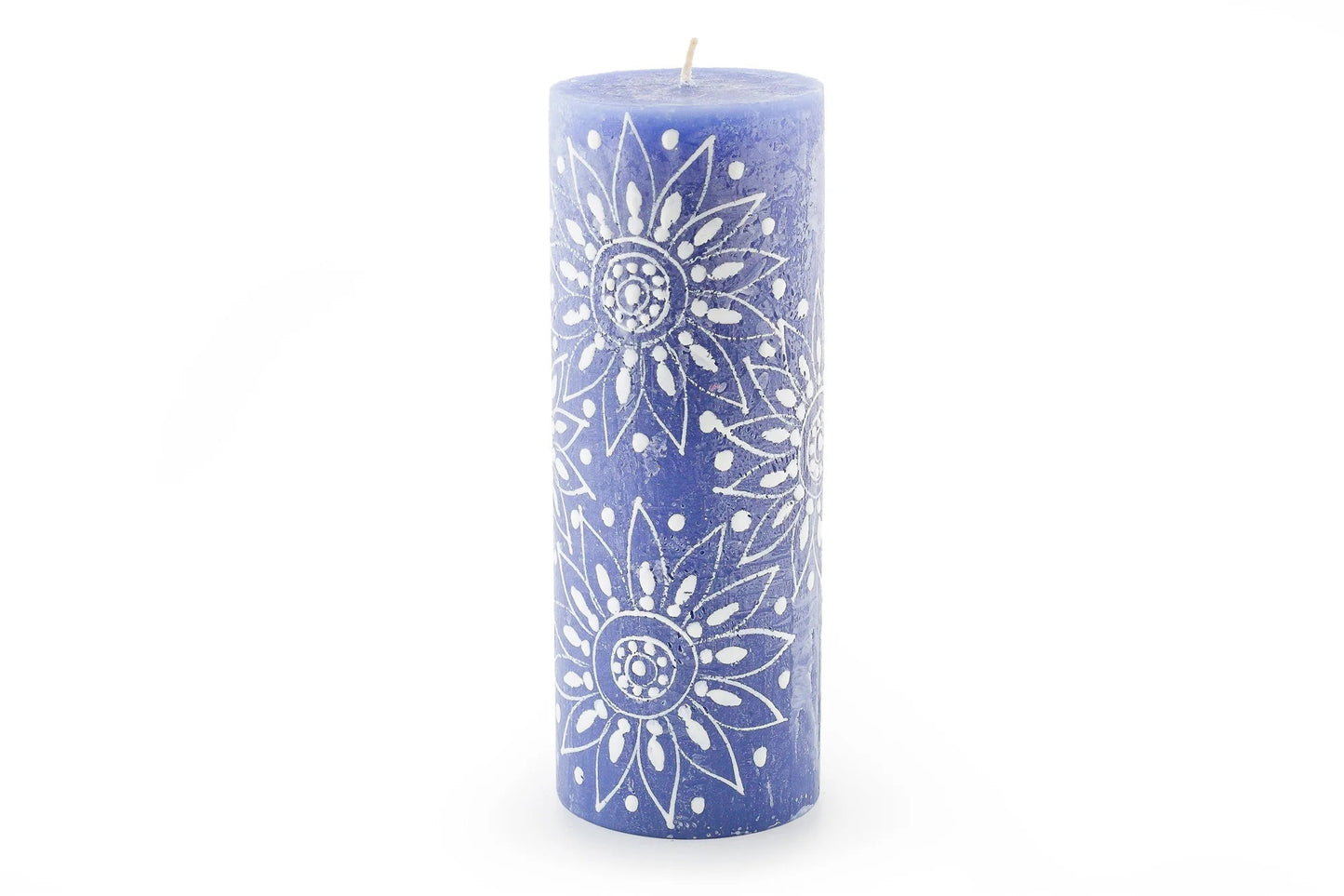 Henna White on Blue Painted Candles