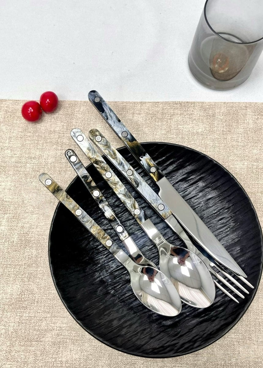 Set Of 10 Pcs Terra Flatware, Modern Elegant Cutlery Silverware