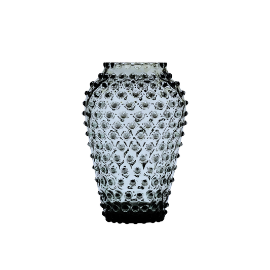 Hobnail Vase - Barrel - Charcoal Haze