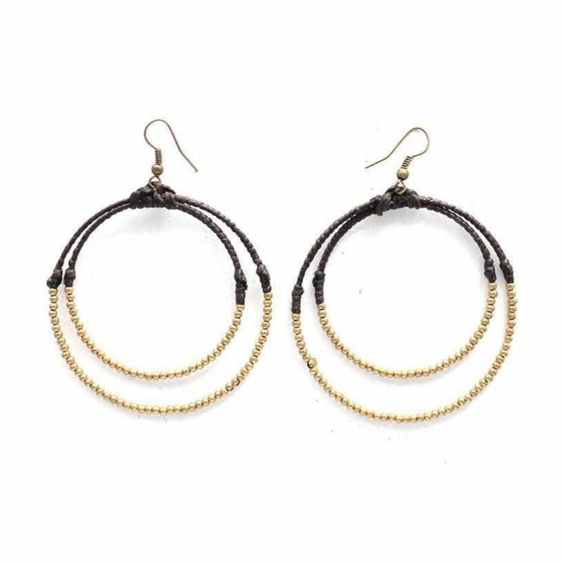 Cherish Brass Bead Hoop Earrings - Thailand