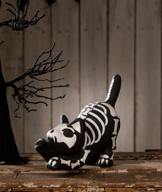 Skeleton Paper Mache Cat | Halloween Decor | Bethany Lowe