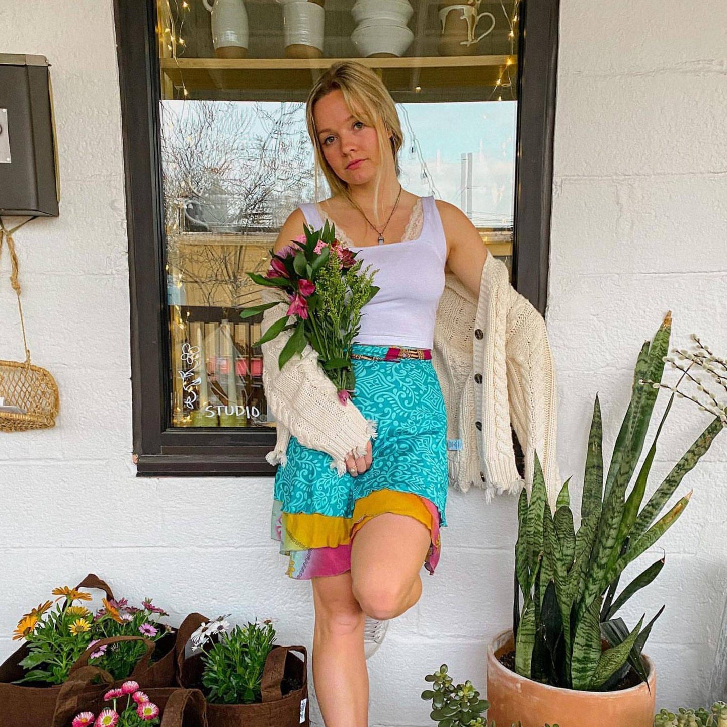 Knee-Length: "Mini" Sari Wrap Skirts