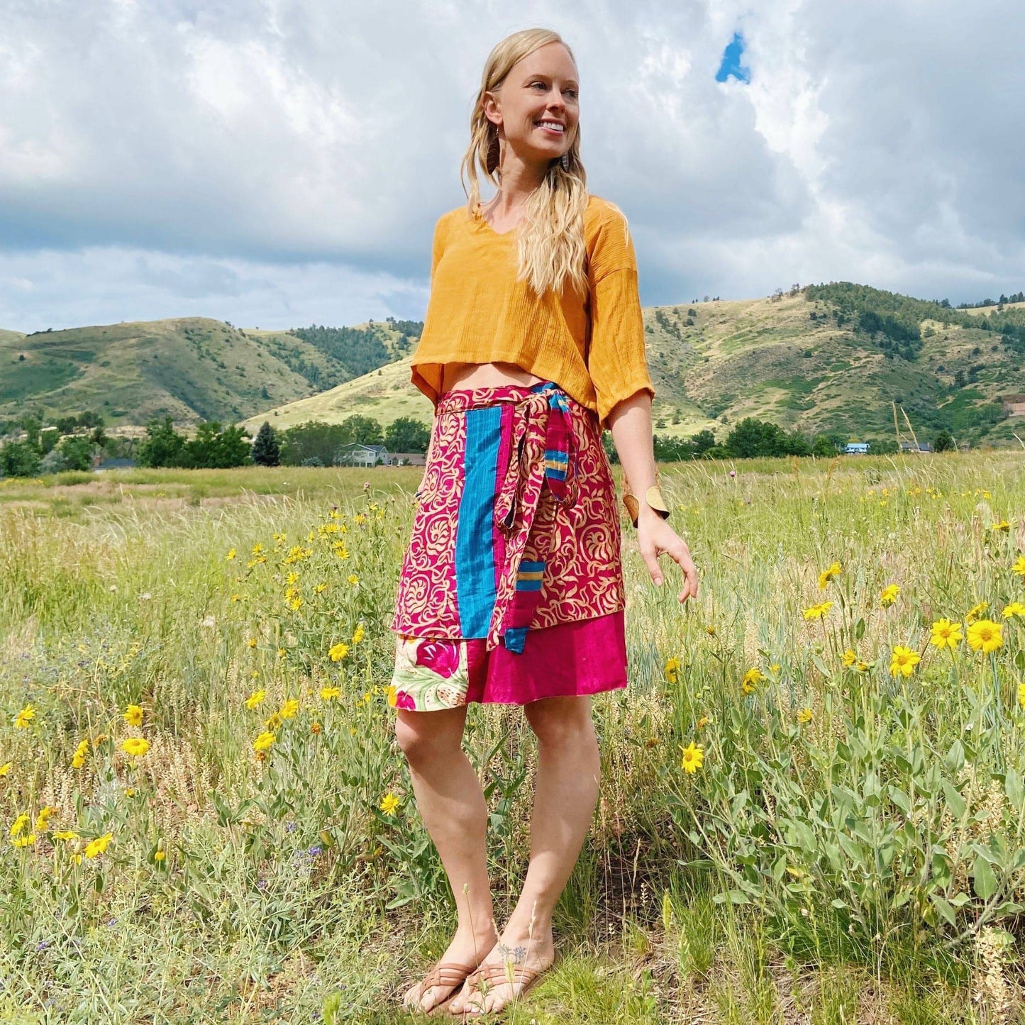 Knee-Length: "Mini" Sari Wrap Skirts