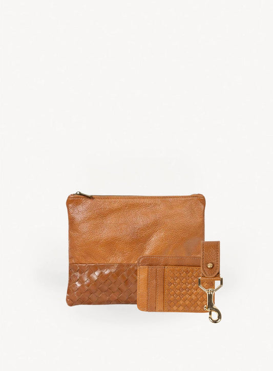 Large Pouch, Key Chain & Slim ID Bundle - Cognac
