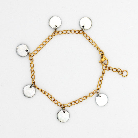 Worthy Charm Bracelet | Repurposed Steel Auto Parts | Adjustable 18K Gold Plated Chain