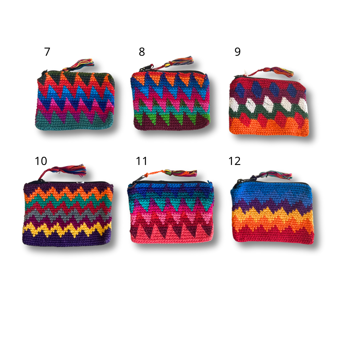 Crochet Multicolor Coin Purse with Tassel - Guatemala