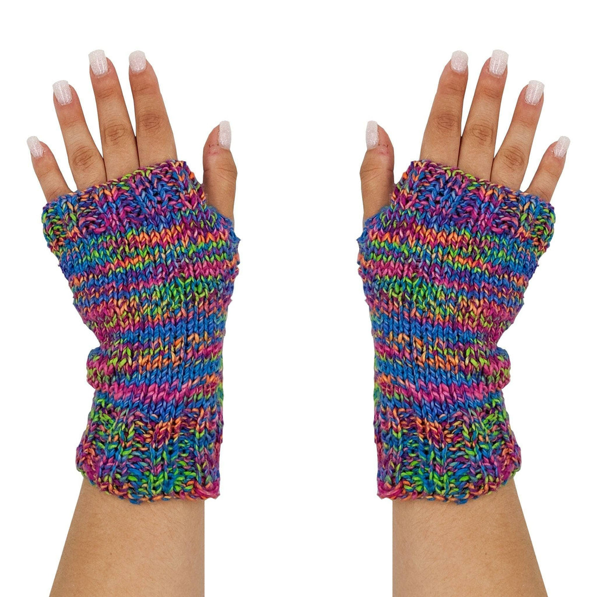 Colorful Fingerless Mitts Knitting and Crochet Pattern