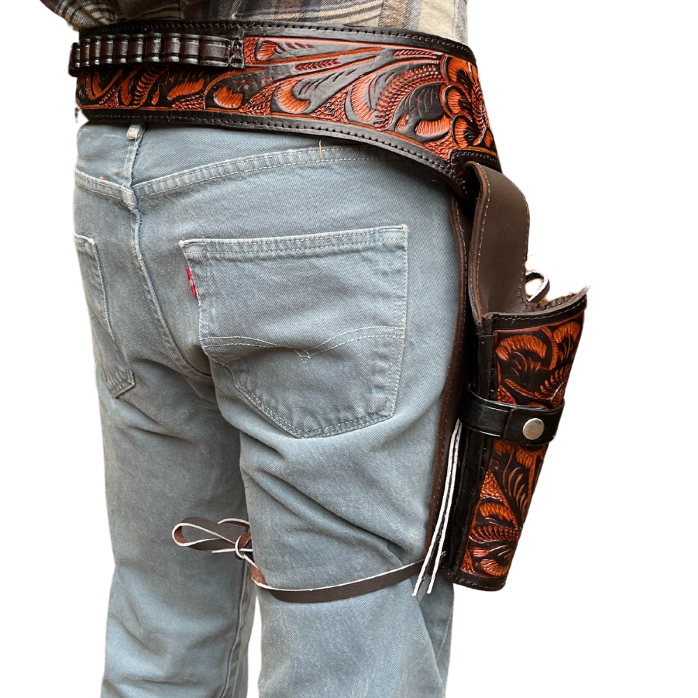 22 Caliber Western Leather Holster Belt - Brown - Osadia Concept Store