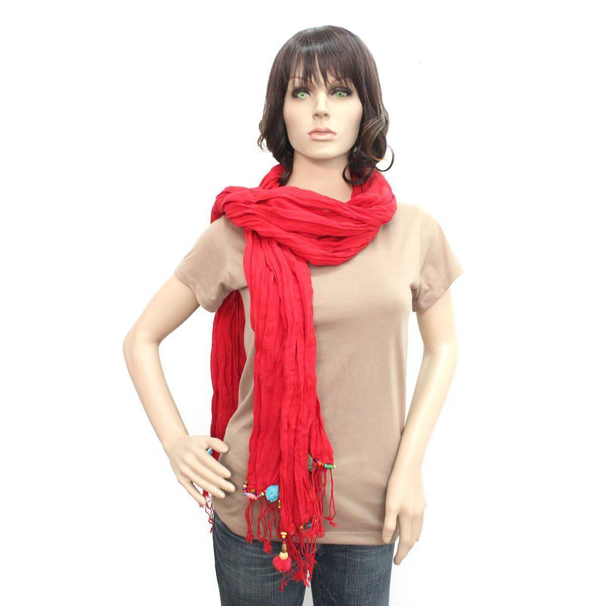 Cotton Pom Pom Sustainably Made Scarf - Thailand