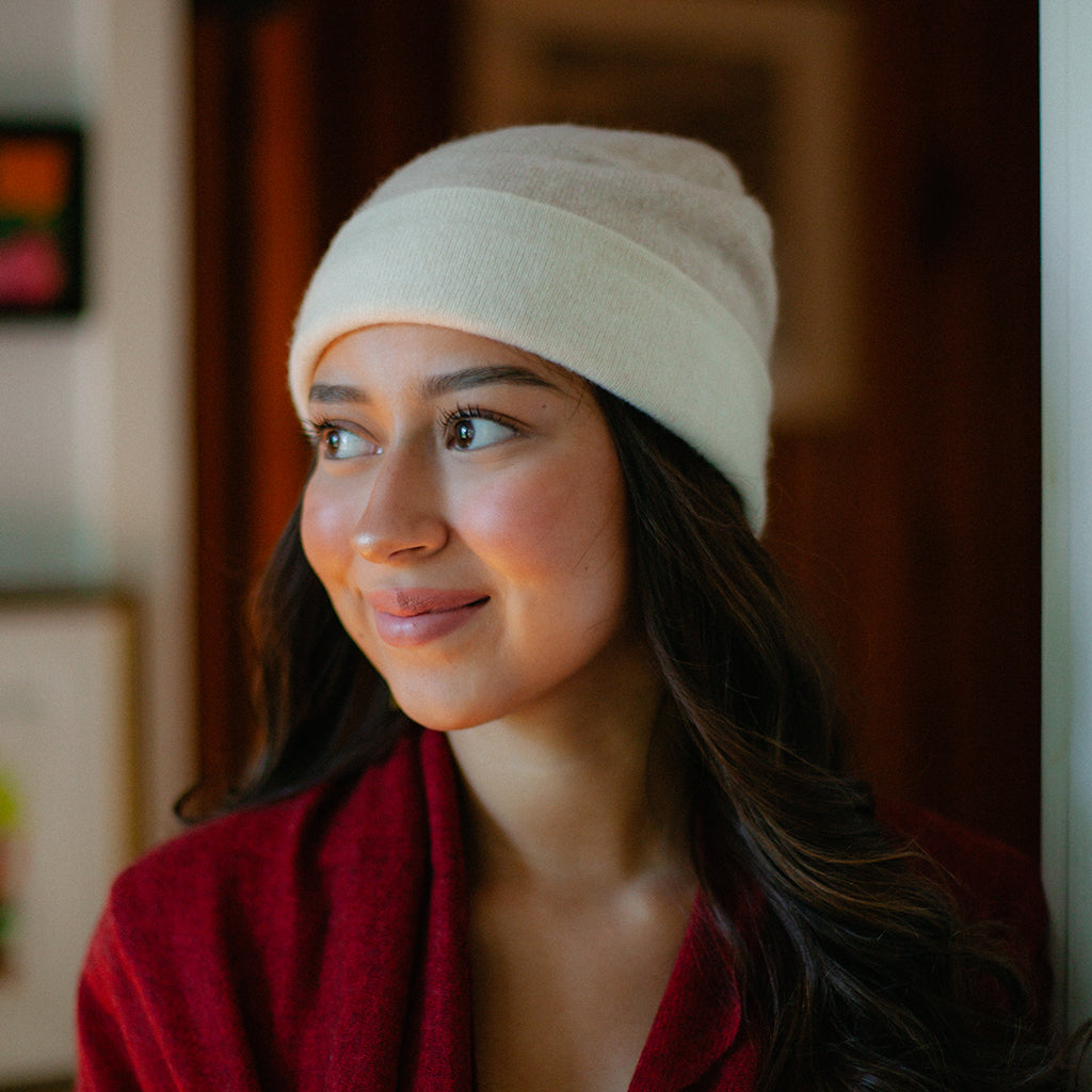 Sandstone Reversible Cashmere Beanie