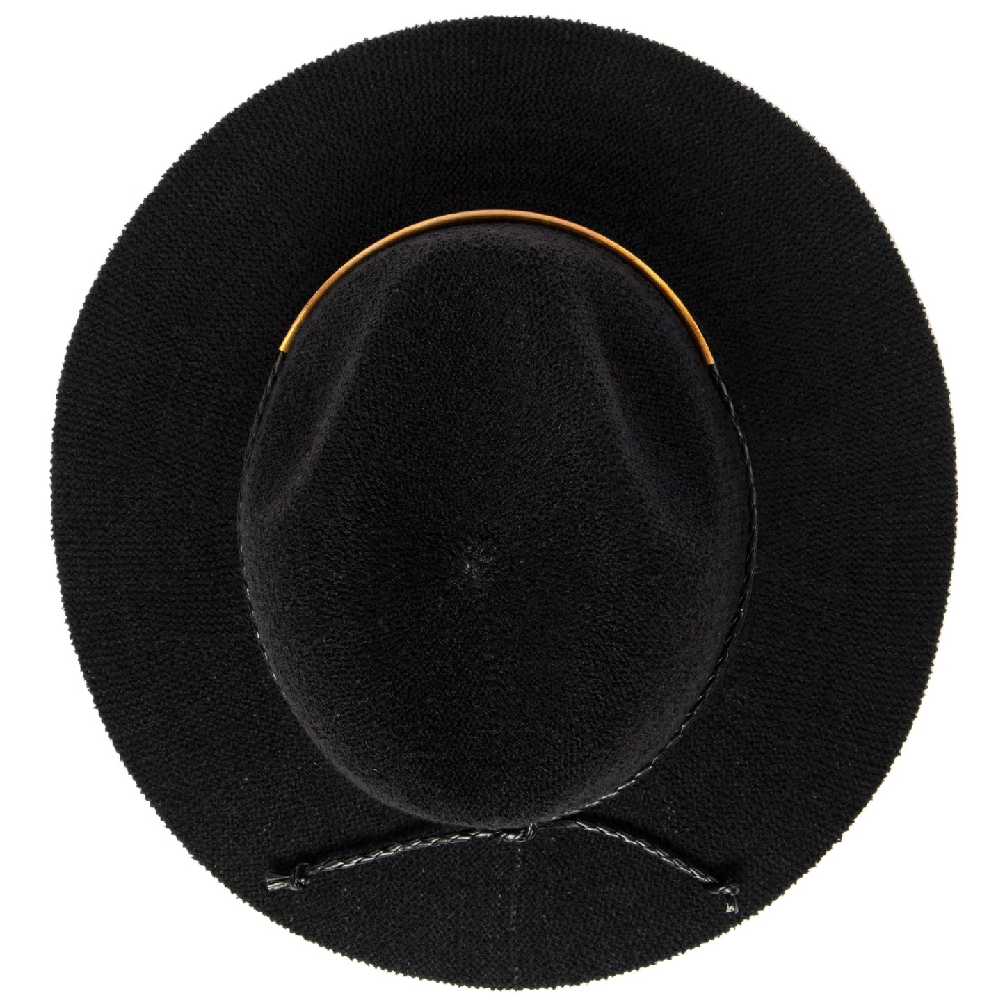 Women's Knit Fedora with Braided Faux Leather and Gold Trim