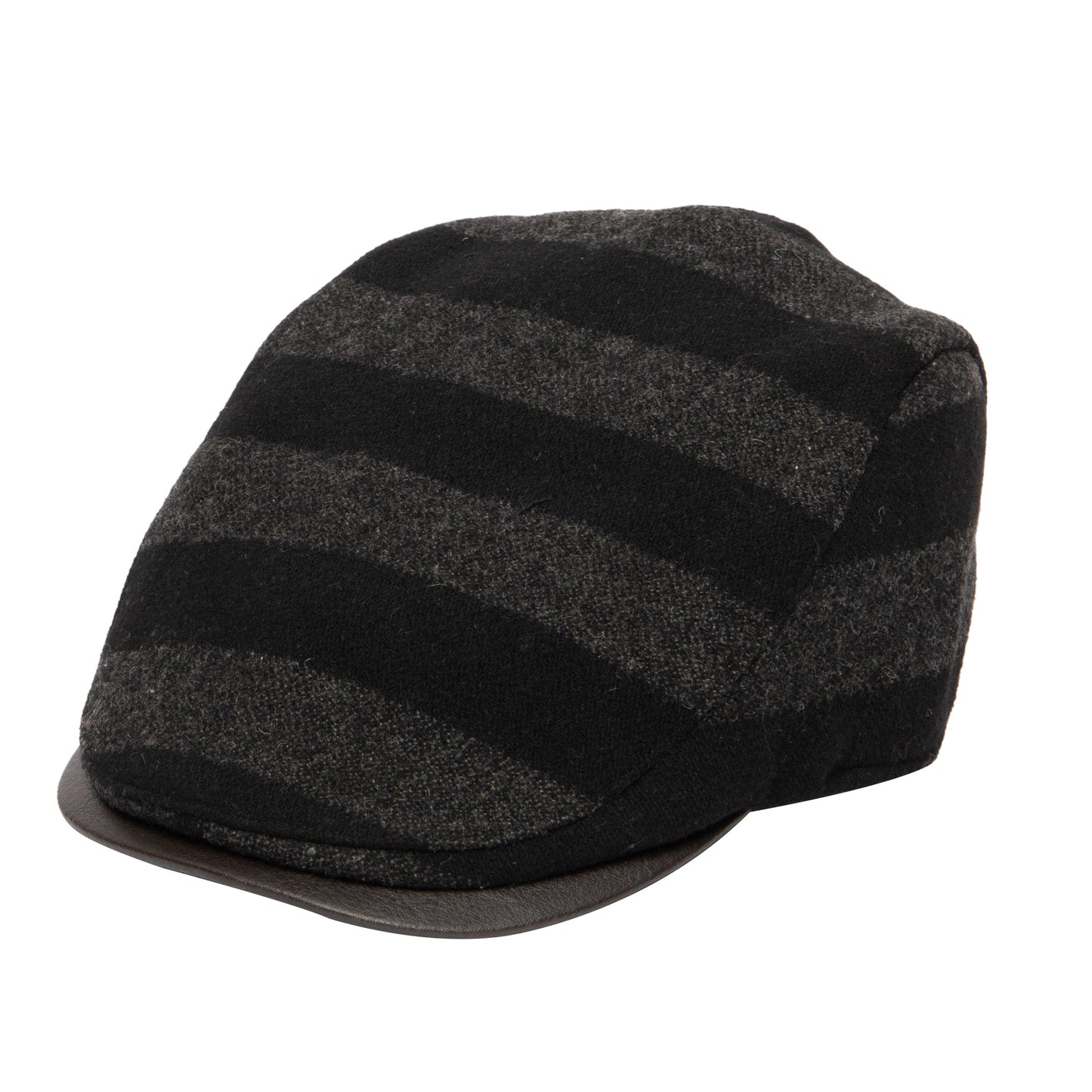 Men's Cut & Sew Striped Wool Driver w/Leather Brim