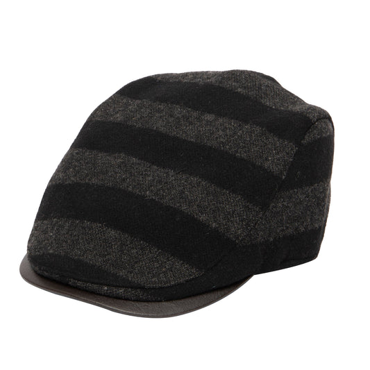 Men's Cut & Sew Striped Wool Driver w/Leather Brim