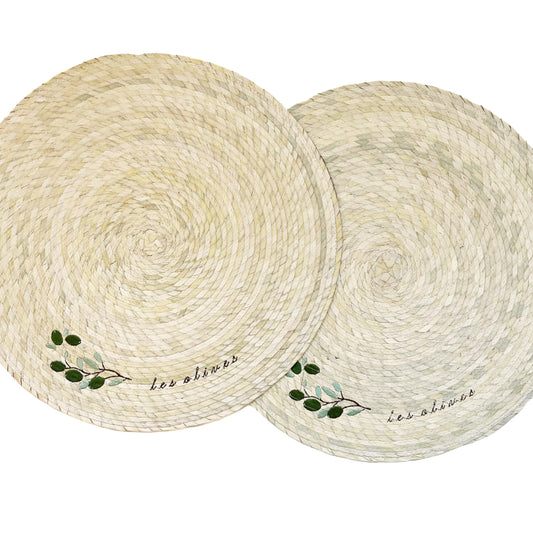 D/2 Palm Double Sided Placemat with Embroidery - Les Olives