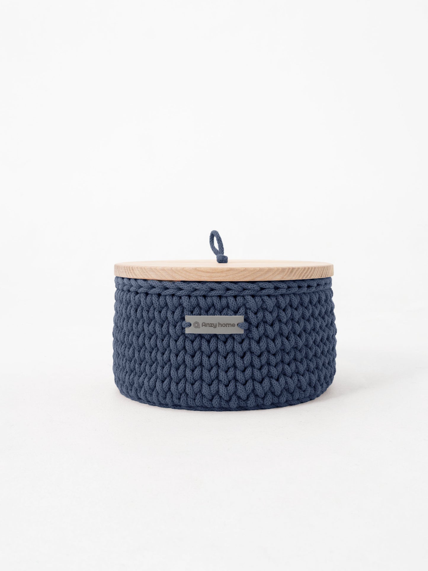 Round Storage Baskets w/ Wooden Lid