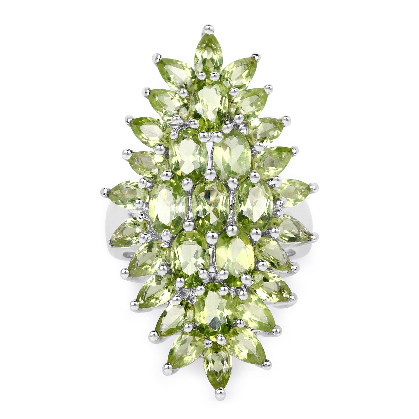 8.89 Carat Genuine Peridot .925 Sterling Silver Ring