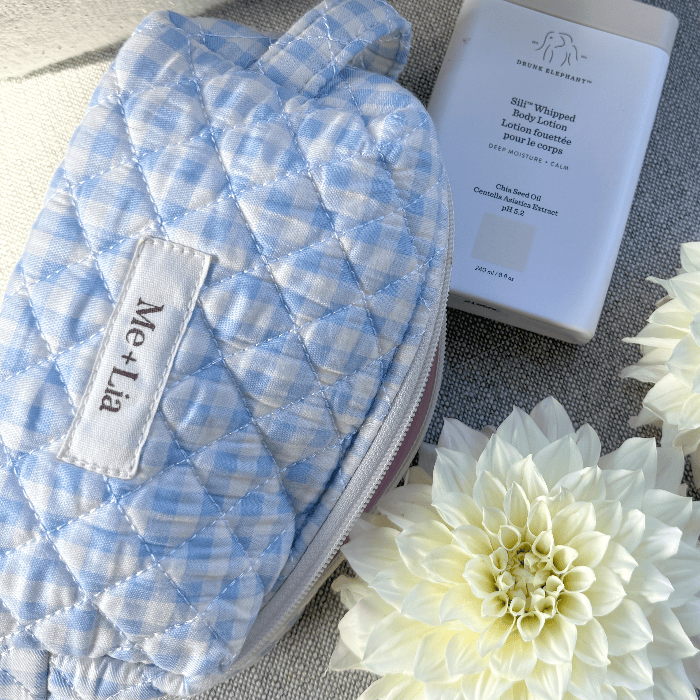 Gingham Blue Make-up Pouch - Small