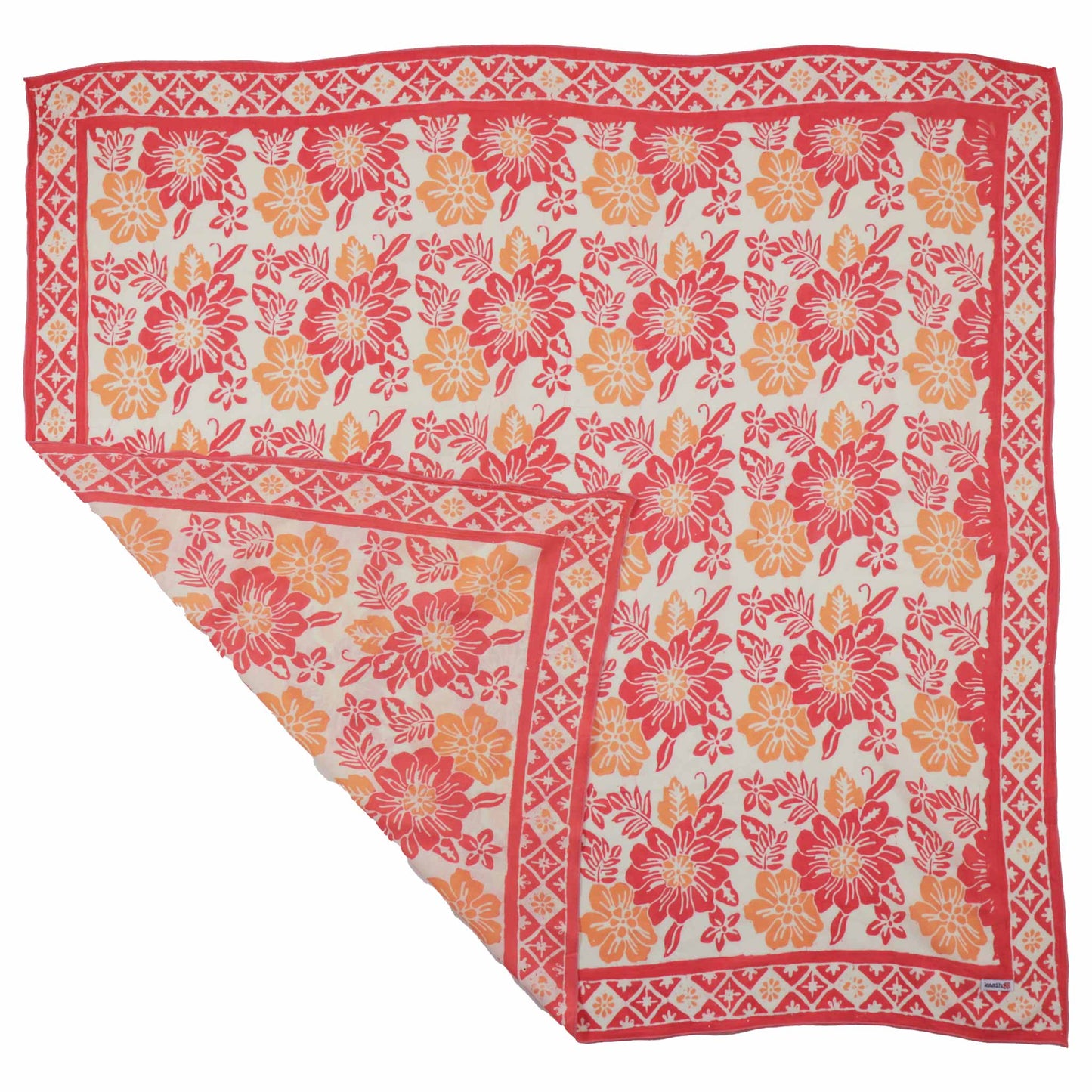 Large 39" Hand Dyed Batik Bandana - Pink Bloom