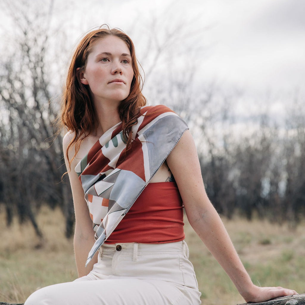 100% Silk Scarf: Heirloom - Folk Quilt Pattern