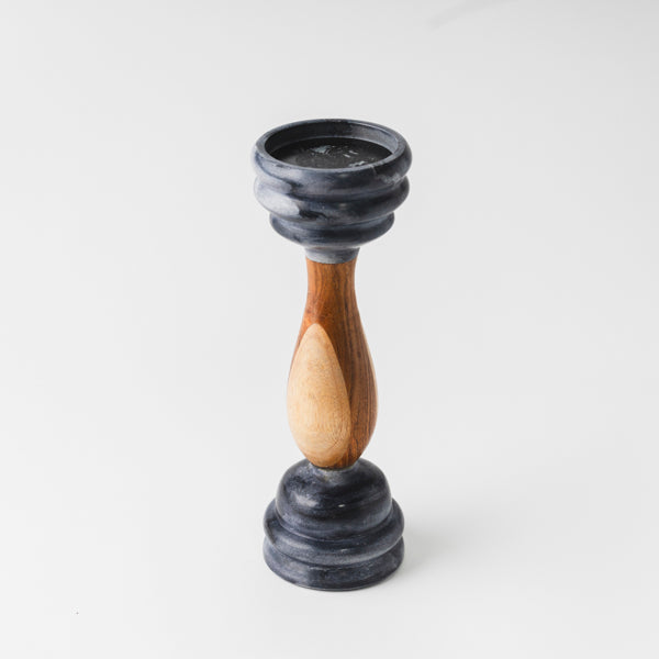 Signature Marble & Wood Pillar Candleholder