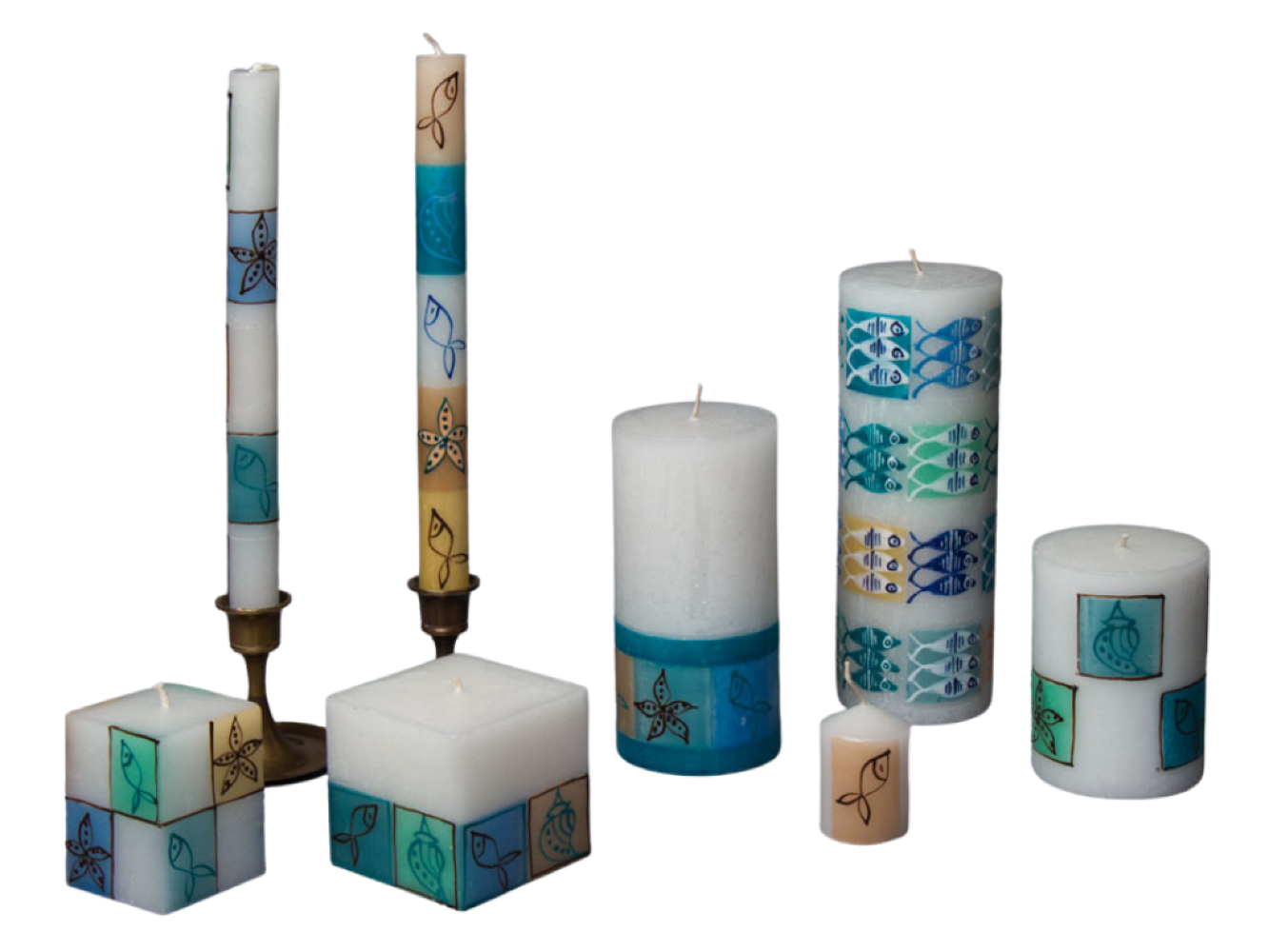 Arniston Beach Painted Candles