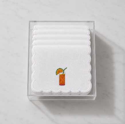 Happy Hour Cocktail Napkins (Set of 6) with Acrylic Gift Box