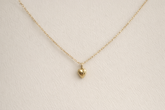 Lou Puff Heart Necklace | Gold Fill