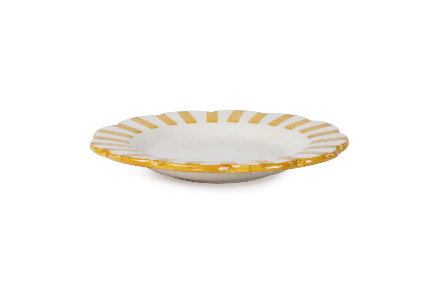 Ceramic stripe Salad Plate, Yellow- 8.25x 8.25 x 1.25 Inches ( Set of 2 )