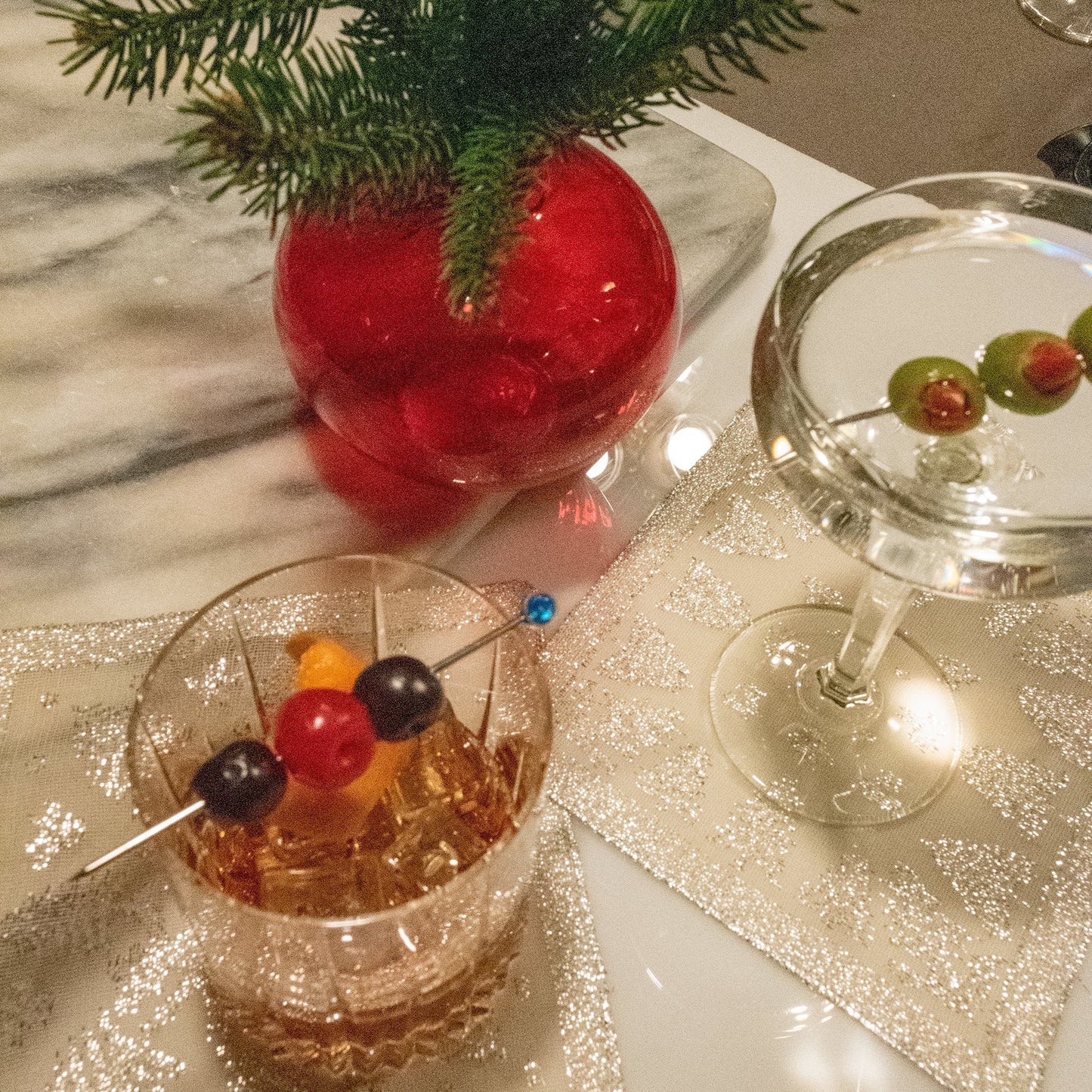 Prince of Scots Scottish Leno Gauze Cocktail Napkins ~ Silver Lurex ~