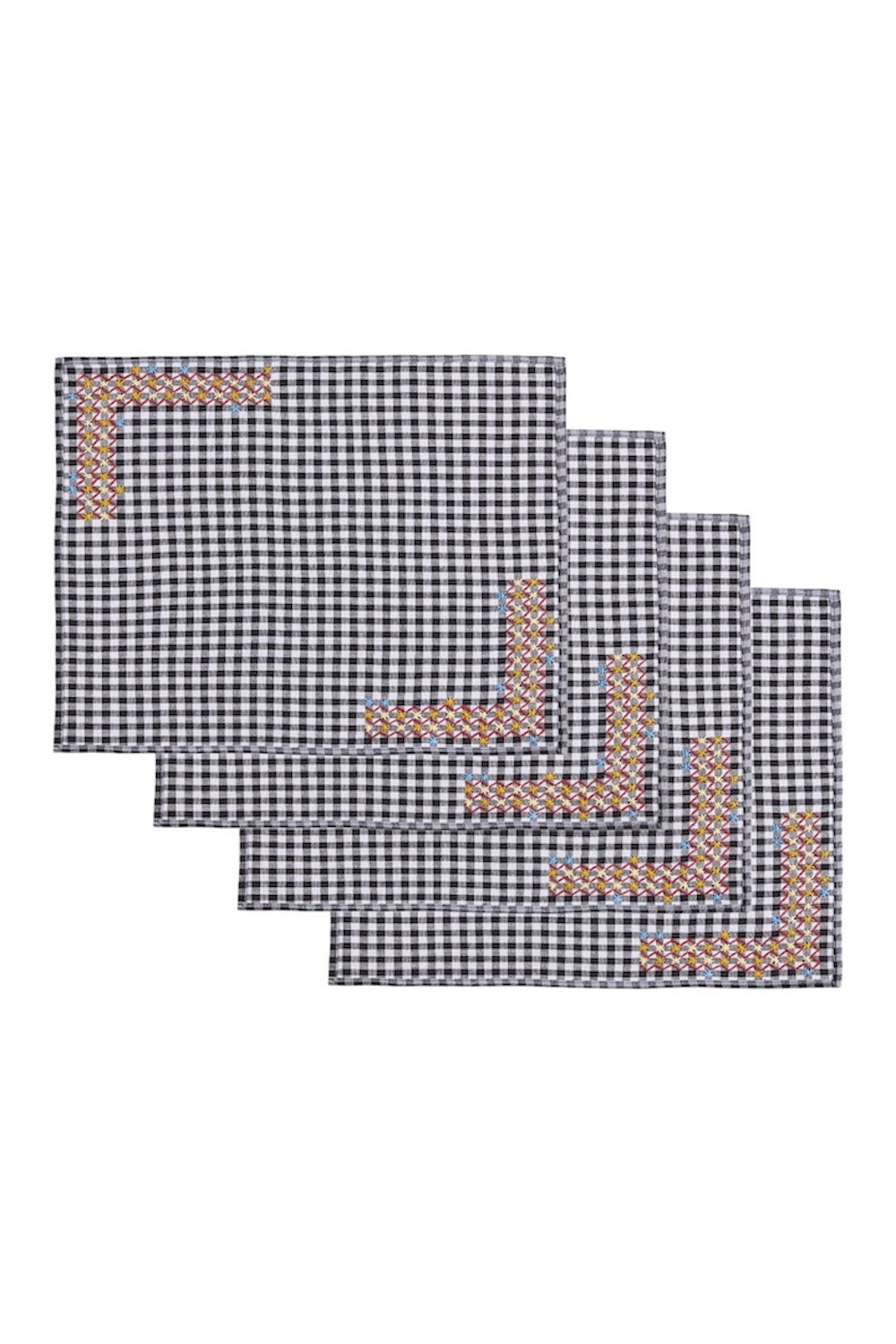 S/2 Estrellas Embroidered Placemat - Black