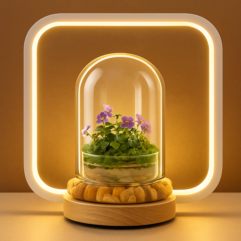 Bloomify Persian Violet lived in Terrarium Jar, real plants, a small oasis of greenery in the city, easy to grow and requiring minimal care, is a source of happiness in the home