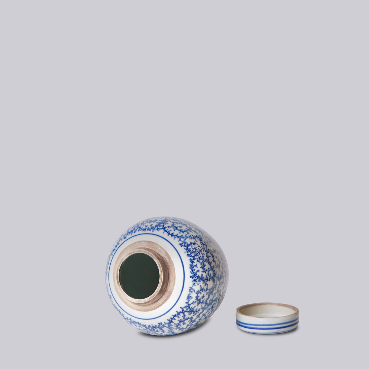 Blue and White Porcelain Scrolling Peony Round Jar