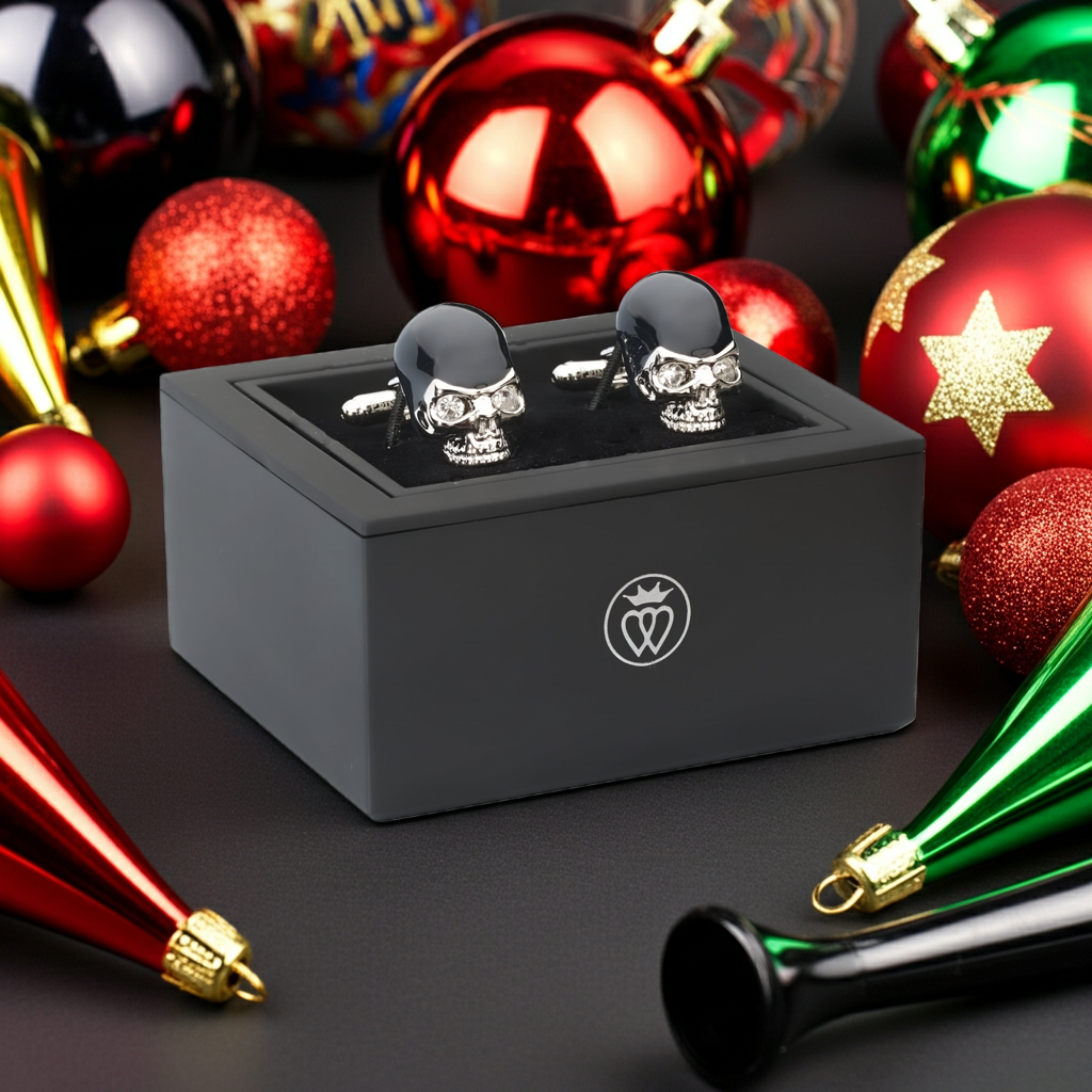 Black Crystal Skull Cufflinks – Dark Gothic Luxury Accents - Osadia Concept Store