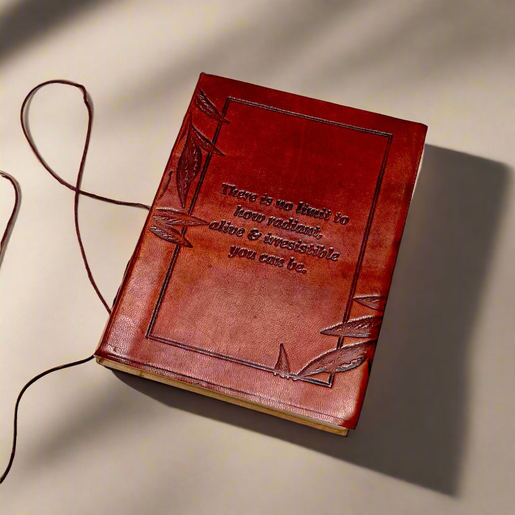 "No Limit To How Radiant" Leather Journal