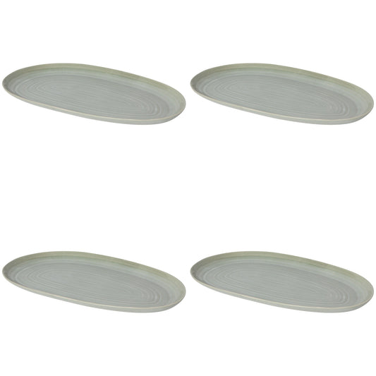 Set of 4 Aquarius Sage Oval Platter 10.5 Inch