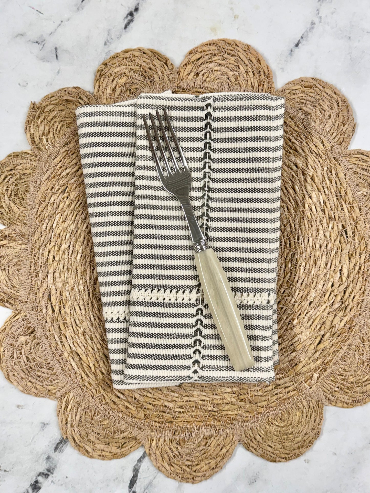 Hand-stitched Napkin, Striped S/2