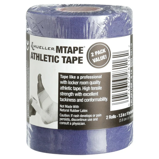Mueller MTape Athletic Tape, Navy Blue, 2 Pack, 1.5" x 10 yd each