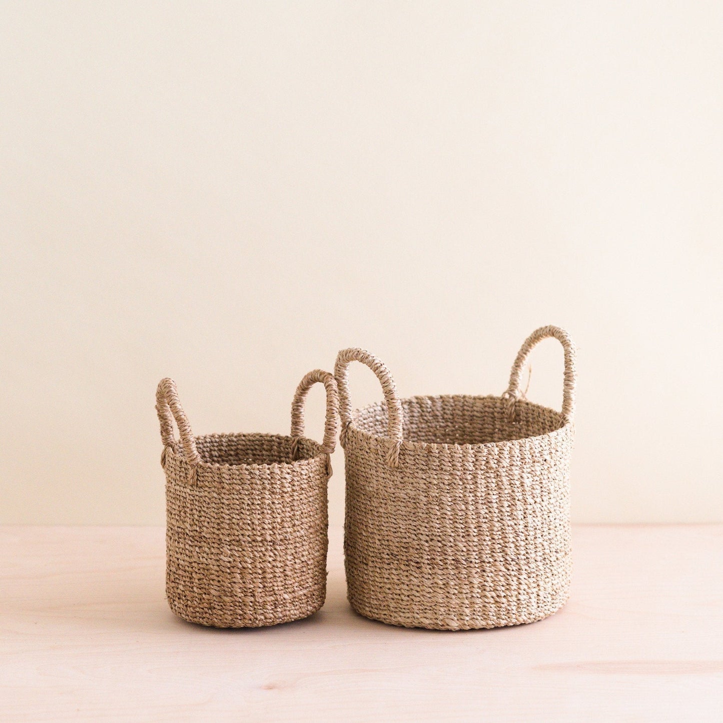 S/2 Natural Tabletop Mini Basket with Handle
