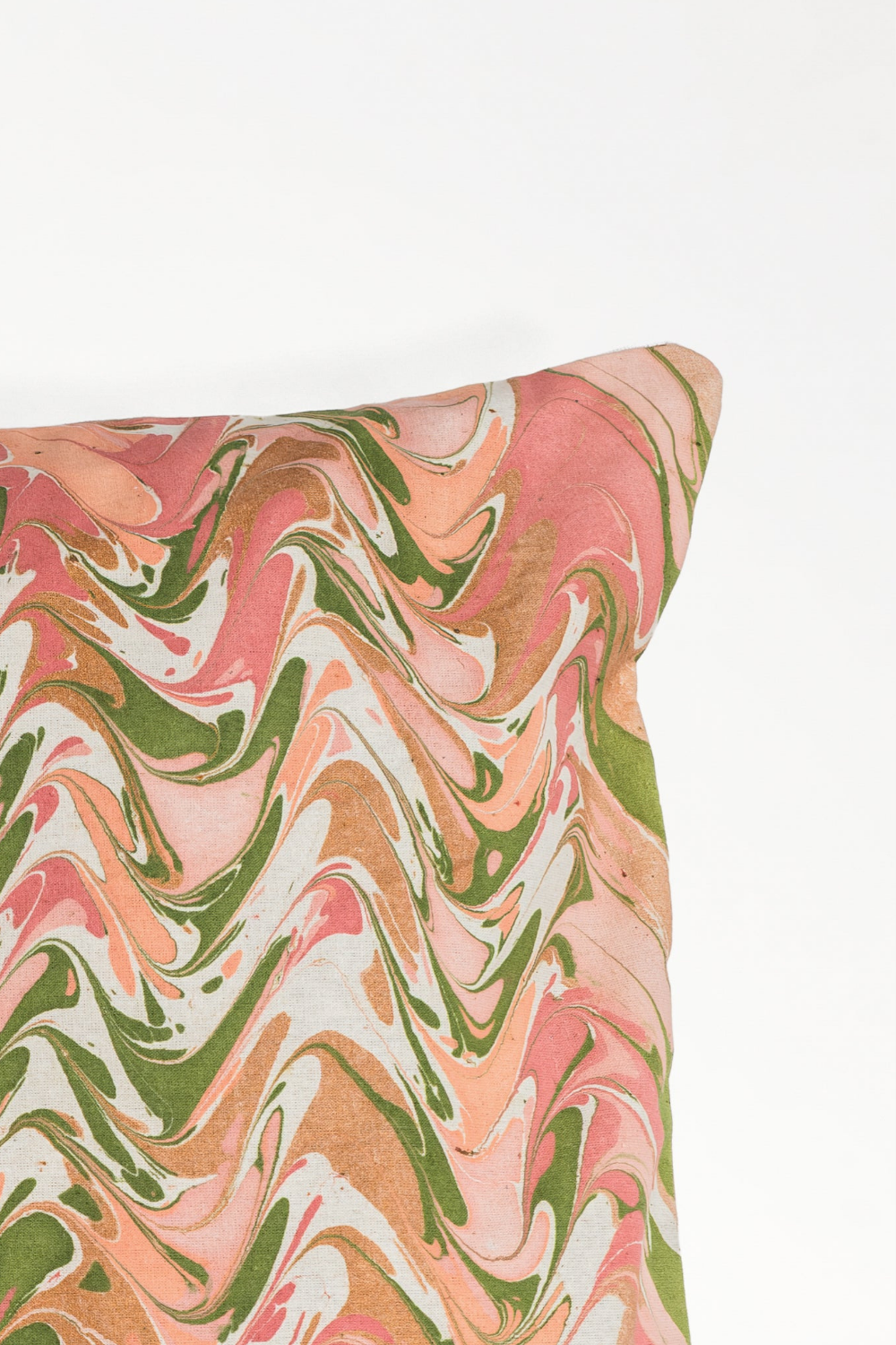 Peony Bloom Hand-Marbled Square Pillow, 20x20