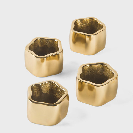 Gold Toned Sculpted Napkin Rings – Set of 4