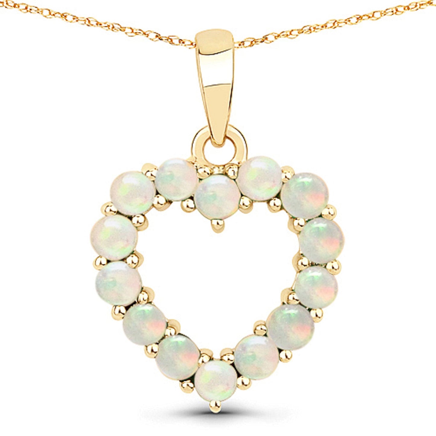 0.42 Carat Genuine Ethiopian Opal 10K Yellow Gold Pendant